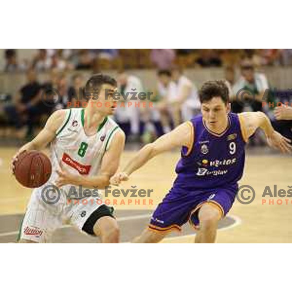 of Petrol Olimpija in action during Nova KBM league basketball match between Petrol Olimpija and Helios Suns in Tivoli Hall, Ljubljana on April 25, 2018