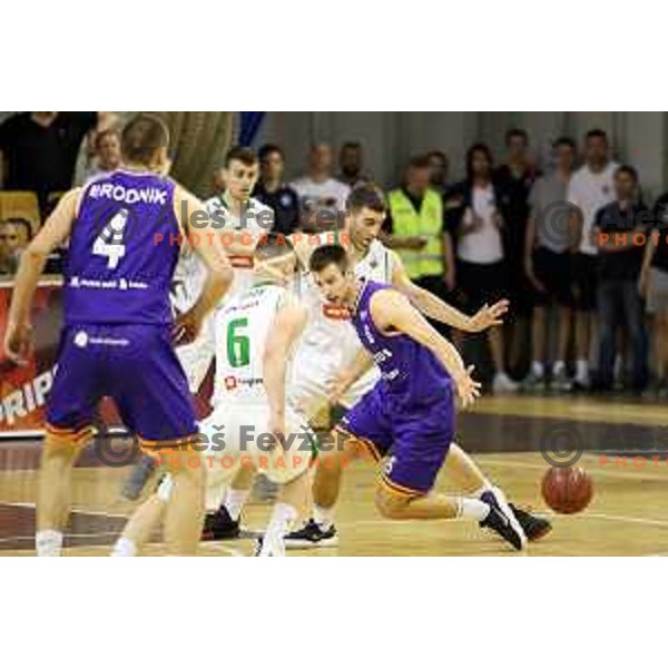 of Petrol Olimpija in action during Nova KBM league basketball match between Petrol Olimpija and Helios Suns in Tivoli Hall, Ljubljana on April 25, 2018