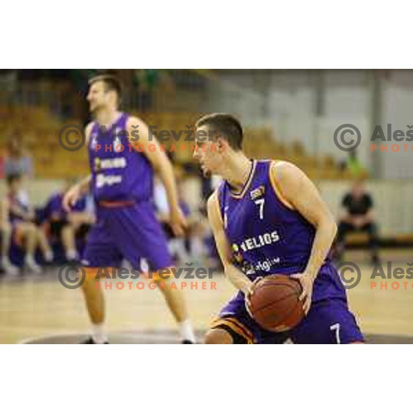 of Petrol Olimpija in action during Nova KBM league basketball match between Petrol Olimpija and Helios Suns in Tivoli Hall, Ljubljana on April 25, 2018