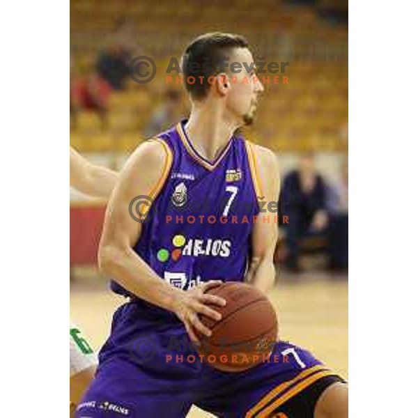 of Petrol Olimpija in action during Nova KBM league basketball match between Petrol Olimpija and Helios Suns in Tivoli Hall, Ljubljana on April 25, 2018