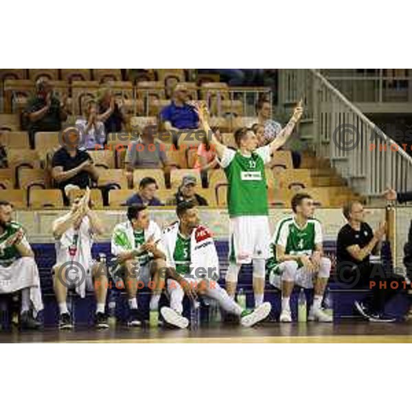 of Petrol Olimpija in action during Nova KBM league basketball match between Petrol Olimpija and Helios Suns in Tivoli Hall, Ljubljana on April 25, 2018