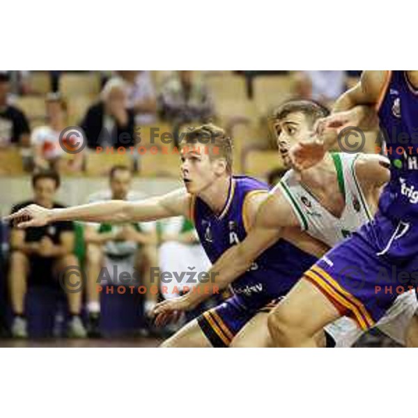 of Petrol Olimpija in action during Nova KBM league basketball match between Petrol Olimpija and Helios Suns in Tivoli Hall, Ljubljana on April 25, 2018