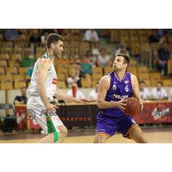 of Petrol Olimpija in action during Nova KBM league basketball match between Petrol Olimpija and Helios Suns in Tivoli Hall, Ljubljana on April 25, 2018