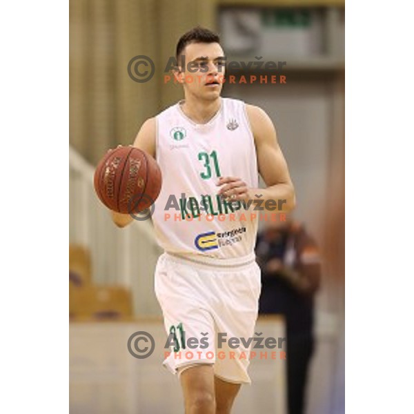in action during Nova KBM league basketball match between Ilirija and Sixt Primorska in Tivoli Hall, Ljubljana, Slovenia on April 25, 2018
