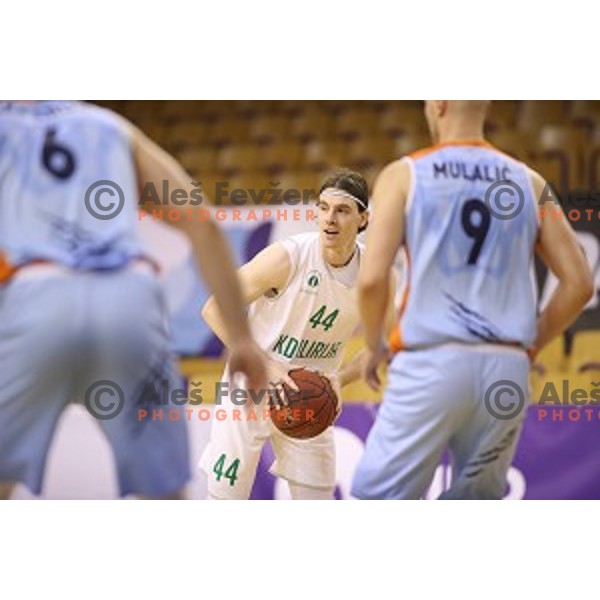 in action during Nova KBM league basketball match between Ilirija and Sixt Primorska in Tivoli Hall, Ljubljana, Slovenia on April 25, 2018