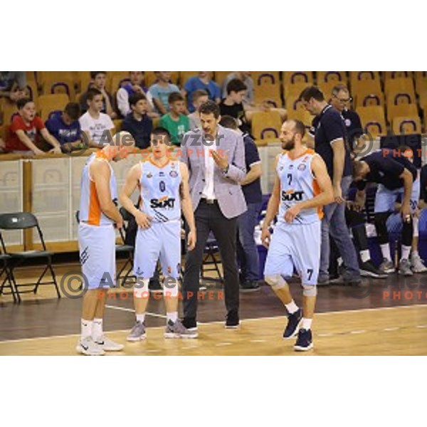 in action during Nova KBM league basketball match between Ilirija and Sixt Primorska in Tivoli Hall, Ljubljana, Slovenia on April 25, 2018