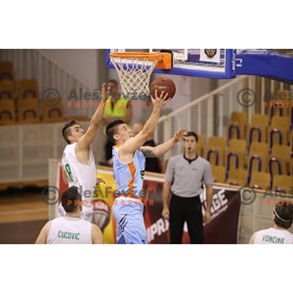 in action during Nova KBM league basketball match between Ilirija and Sixt Primorska in Tivoli Hall, Ljubljana, Slovenia on April 25, 2018