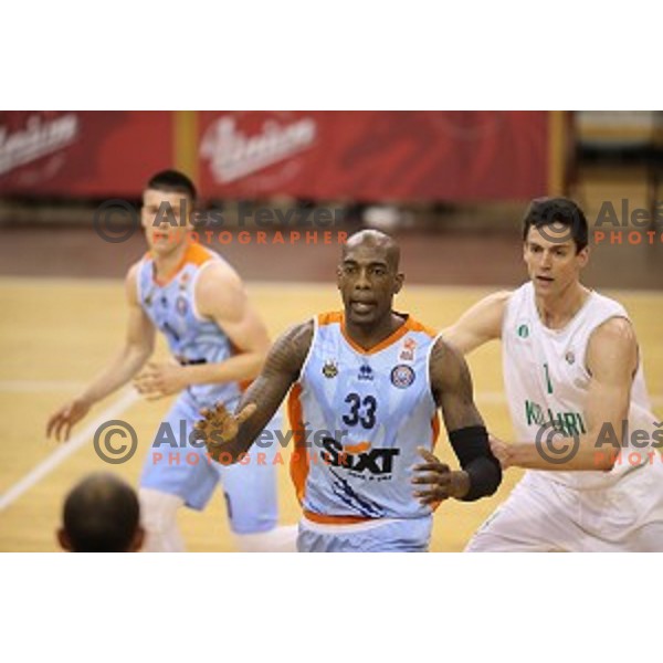 in action during Nova KBM league basketball match between Ilirija and Sixt Primorska in Tivoli Hall, Ljubljana, Slovenia on April 25, 2018