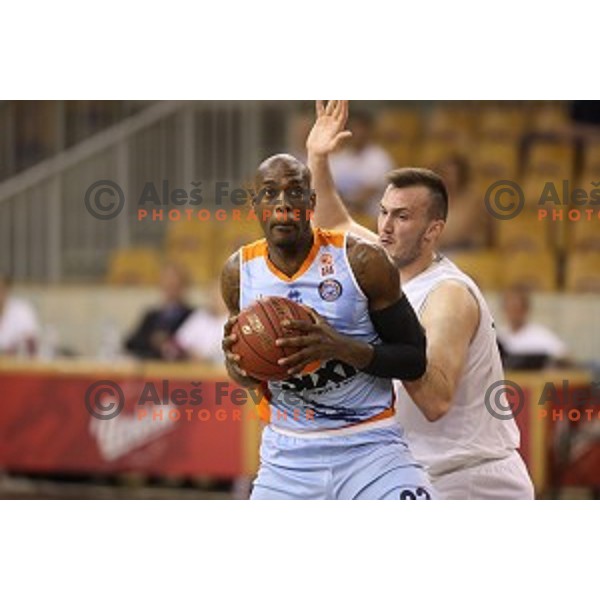 in action during Nova KBM league basketball match between Ilirija and Sixt Primorska in Tivoli Hall, Ljubljana, Slovenia on April 25, 2018