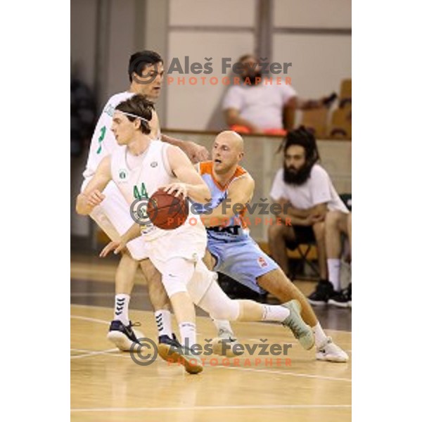 in action during Nova KBM league basketball match between Ilirija and Sixt Primorska in Tivoli Hall, Ljubljana, Slovenia on April 25, 2018