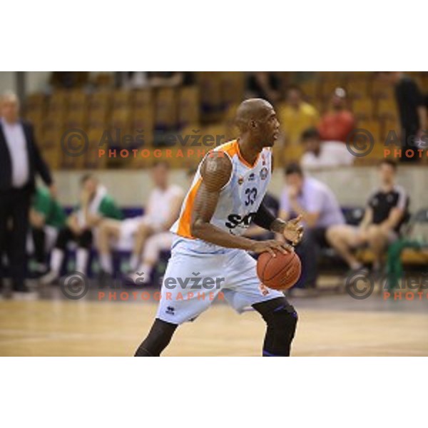 in action during Nova KBM league basketball match between Ilirija and Sixt Primorska in Tivoli Hall, Ljubljana, Slovenia on April 25, 2018