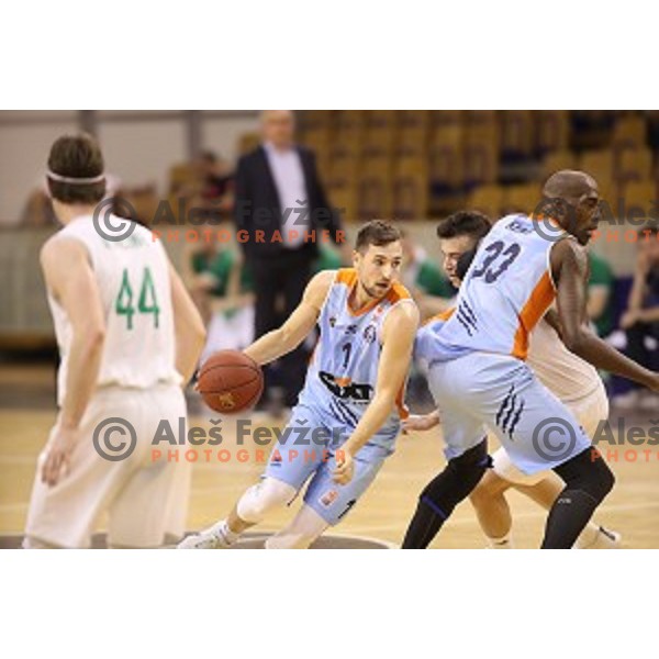 in action during Nova KBM league basketball match between Ilirija and Sixt Primorska in Tivoli Hall, Ljubljana, Slovenia on April 25, 2018