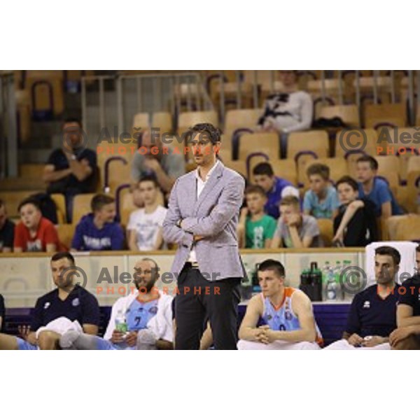 in action during Nova KBM league basketball match between Ilirija and Sixt Primorska in Tivoli Hall, Ljubljana, Slovenia on April 25, 2018