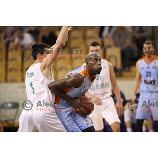 in action during Nova KBM league basketball match between Ilirija and Sixt Primorska in Tivoli Hall, Ljubljana, Slovenia on April 25, 2018