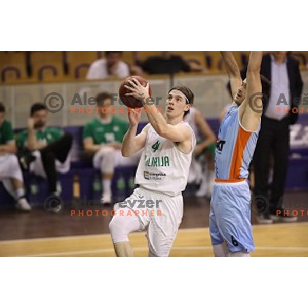 in action during Nova KBM league basketball match between Ilirija and Sixt Primorska in Tivoli Hall, Ljubljana, Slovenia on April 25, 2018