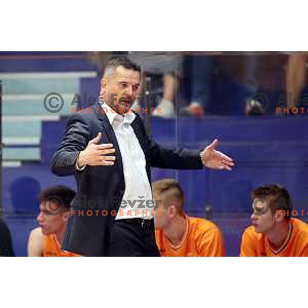 Jovan Beader, head coach of Helios Suns in action during Nova KBM league basketball match between Helios Suns and Rogaska in Domzale Sports Hall, Slovenia on April 28, 2018