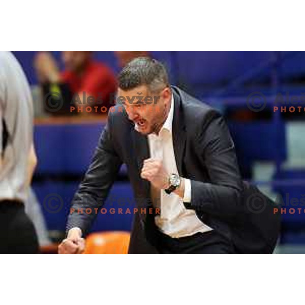 Jovan Beader, head coach of Helios Suns in action during Nova KBM league basketball match between Helios Suns and Rogaska in Domzale Sports Hall, Slovenia on April 28, 2018