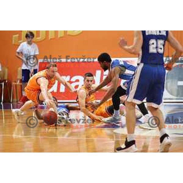 Jure Mocnik of Helios Suns in action during Nova KBM league basketball match between Helios Suns and Rogaska in Domzale Sports Hall, Slovenia on April 28, 2018