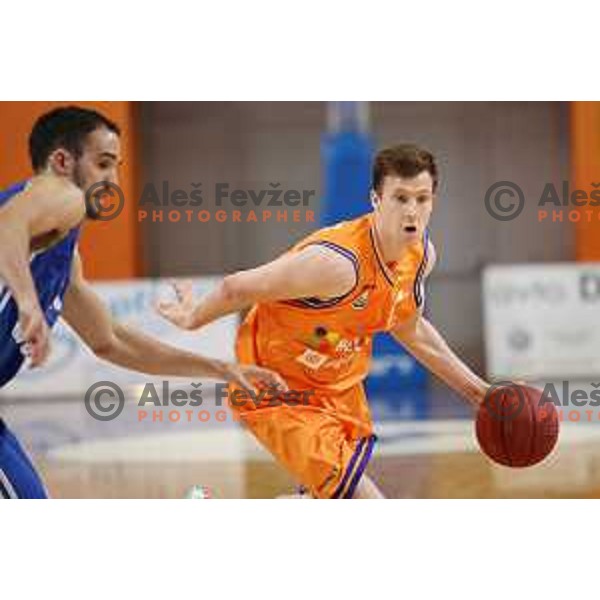 Blaz Mahkovic of Helios Suns in action during Nova KBM league basketball match between Helios Suns and Rogaska in Domzale Sports Hall, Slovenia on April 28, 2018