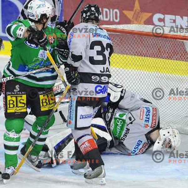 graz goalie hits the ground after receiving a goal 