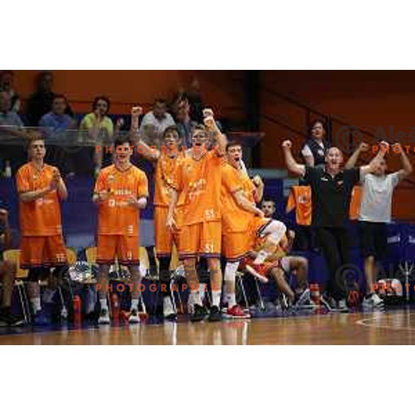 of Helios Suns in action during Nova KBM league basketball match between Helios Suns and Rogaska in Domzale Sports Hall, Slovenia on April 28, 2018