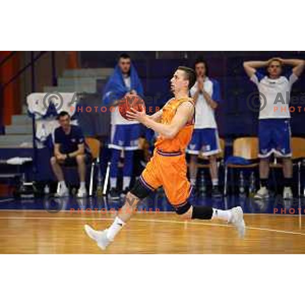 of Helios Suns in action during Nova KBM league basketball match between Helios Suns and Rogaska in Domzale Sports Hall, Slovenia on April 28, 2018
