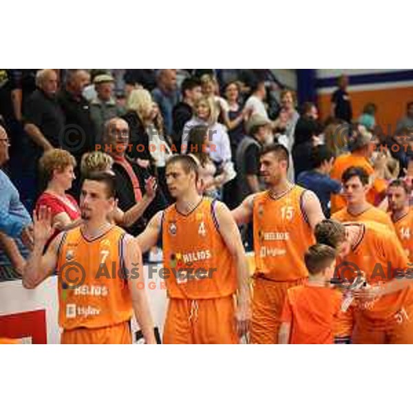 Jaka Brodnik of Helios Suns in action during Nova KBM league basketball match between Helios Suns and Rogaska in Domzale Sports Hall, Slovenia on April 28, 2018