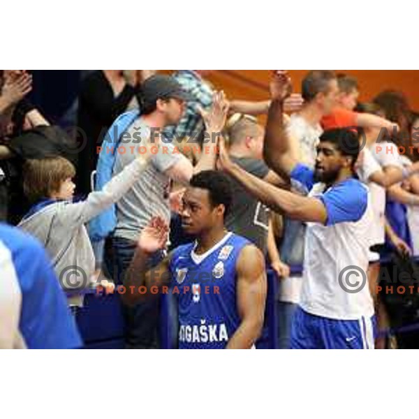 of Helios Suns in action during Nova KBM league basketball match between Helios Suns and Rogaska in Domzale Sports Hall, Slovenia on April 28, 2018