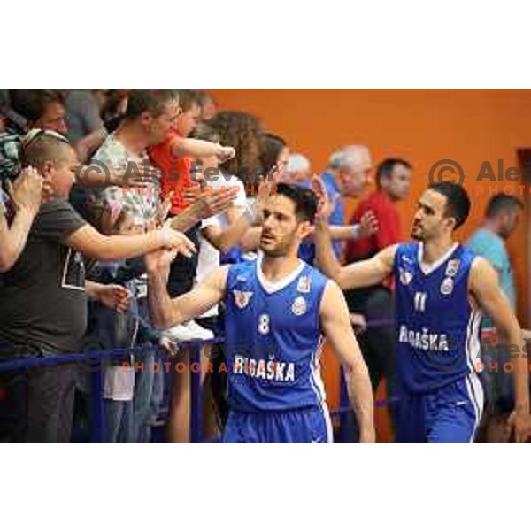 of Helios Suns in action during Nova KBM league basketball match between Helios Suns and Rogaska in Domzale Sports Hall, Slovenia on April 28, 2018