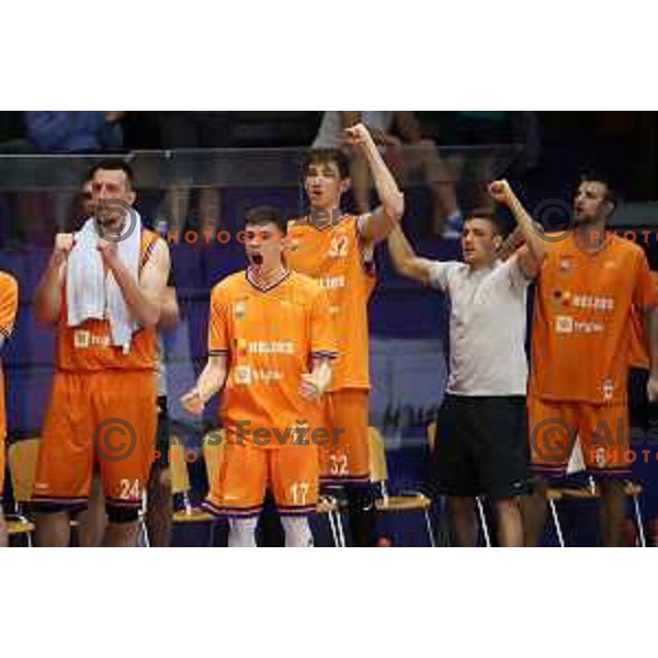 of Helios Suns in action during Nova KBM league basketball match between Helios Suns and Rogaska in Domzale Sports Hall, Slovenia on April 28, 2018