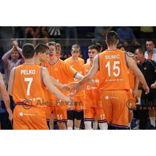 of Helios Suns in action during Nova KBM league basketball match between Helios Suns and Rogaska in Domzale Sports Hall, Slovenia on April 28, 2018
