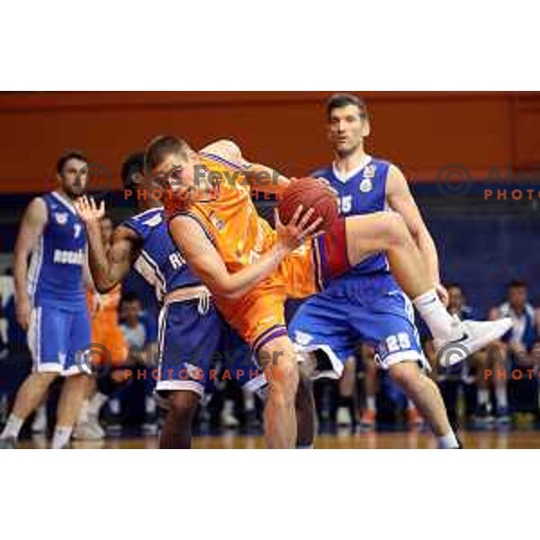 Jaka Brodnik of Helios Suns in action during Nova KBM league basketball match between Helios Suns and Rogaska in Domzale Sports Hall, Slovenia on April 28, 2018