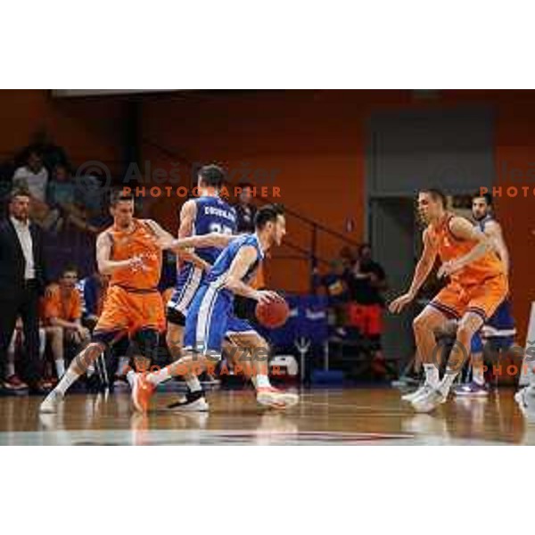 of Helios Suns in action during Nova KBM league basketball match between Helios Suns and Rogaska in Domzale Sports Hall, Slovenia on April 28, 2018