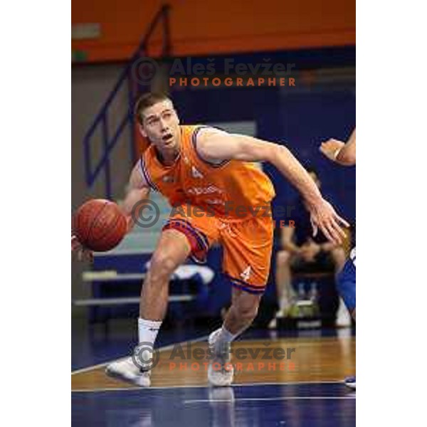 Jaka Brodnik of Helios Suns in action during Nova KBM league basketball match between Helios Suns and Rogaska in Domzale Sports Hall, Slovenia on April 28, 2018