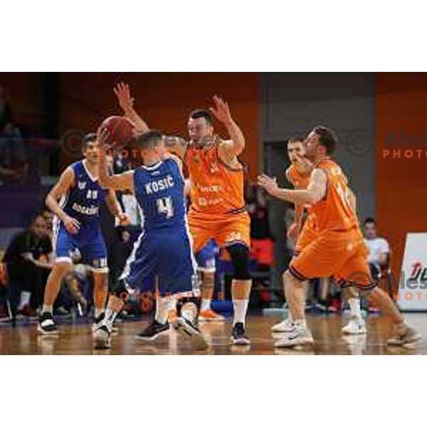 Jure Mocnik of Helios Suns in action during Nova KBM league basketball match between Helios Suns and Rogaska in Domzale Sports Hall, Slovenia on April 28, 2018