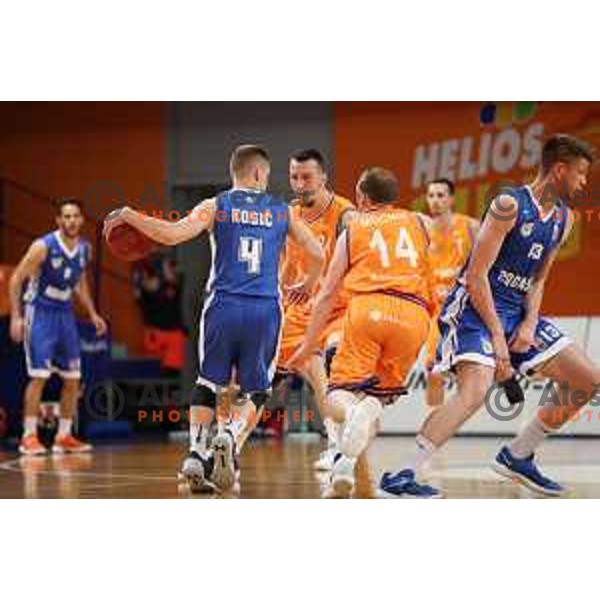 of Helios Suns in action during Nova KBM league basketball match between Helios Suns and Rogaska in Domzale Sports Hall, Slovenia on April 28, 2018