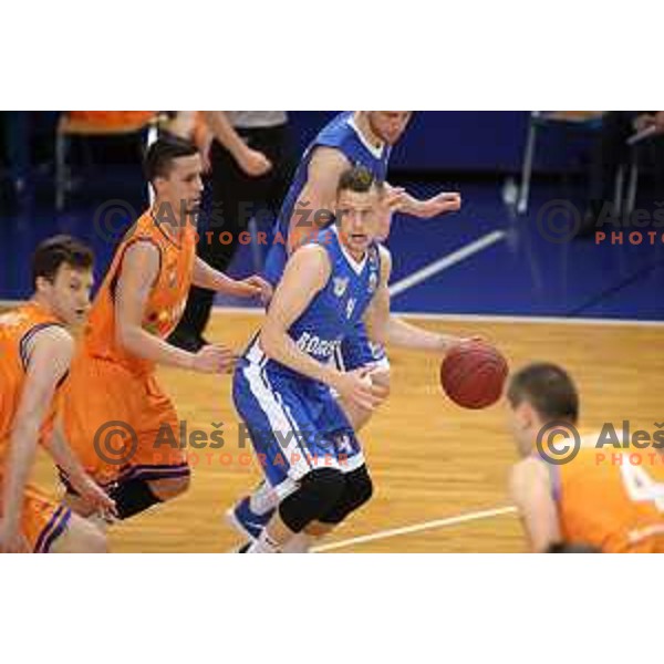 of Helios Suns in action during Nova KBM league basketball match between Helios Suns and Rogaska in Domzale Sports Hall, Slovenia on April 28, 2018
