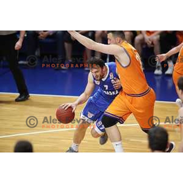 of Helios Suns in action during Nova KBM league basketball match between Helios Suns and Rogaska in Domzale Sports Hall, Slovenia on April 28, 2018
