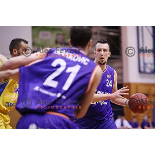 Jure Besedic of Helios Suns in action during Nova KBM league basketball match between Sencur GGD and Helios Suns in Sencur Sports Hall, Slovenia on April 30, 2018