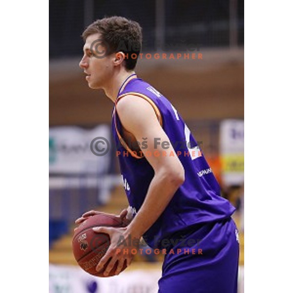 Blaz Mahkovic of Helios Suns in action during Nova KBM league basketball match between Sencur GGD and Helios Suns in Sencur Sports Hall, Slovenia on April 30, 2018