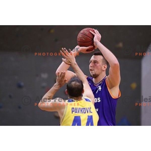 Jure Besedic of Helios Suns in action during Nova KBM league basketball match between Sencur GGD and Helios Suns in Sencur Sports Hall, Slovenia on April 30, 2018