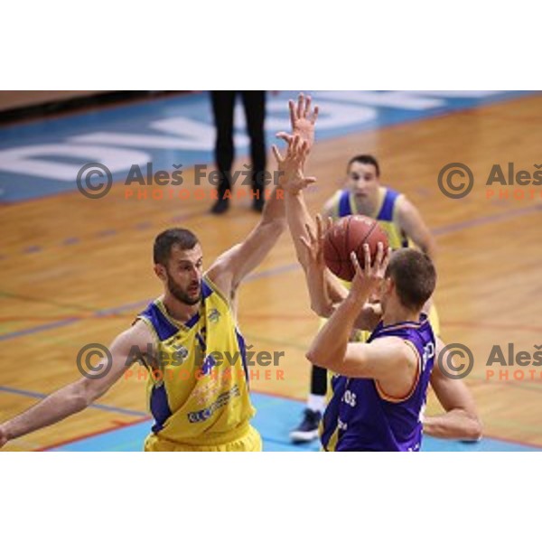 Smiljan Pavic of Sencur GGD in action during Nova KBM league basketball match between Sencur GGD and Helios Suns in Sencur Sports Hall, Slovenia on April 30, 2018