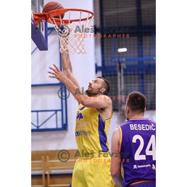 Smiljan Pavic of Sencur GGD in action during Nova KBM league basketball match between Sencur GGD and Helios Suns in Sencur Sports Hall, Slovenia on April 30, 2018