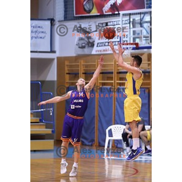 Jure Mocnik of Helios Suns in action during Nova KBM league basketball match between Sencur GGD and Helios Suns in Sencur Sports Hall, Slovenia on April 30, 2018