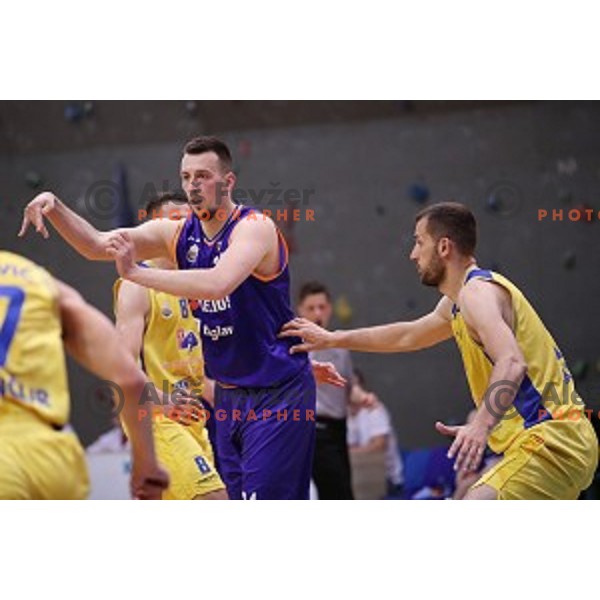 Jure Besedic of Helios Suns in action during Nova KBM league basketball match between Sencur GGD and Helios Suns in Sencur Sports Hall, Slovenia on April 30, 2018