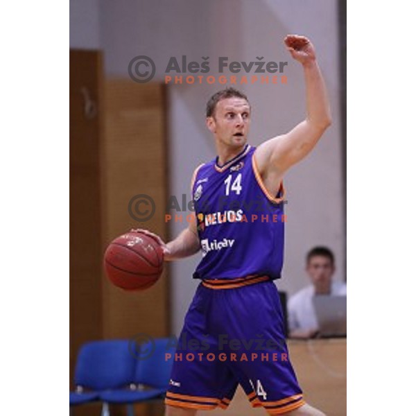 Jure Mocnik of Helios Suns in action during Nova KBM league basketball match between Sencur GGD and Helios Suns in Sencur Sports Hall, Slovenia on April 30, 2018