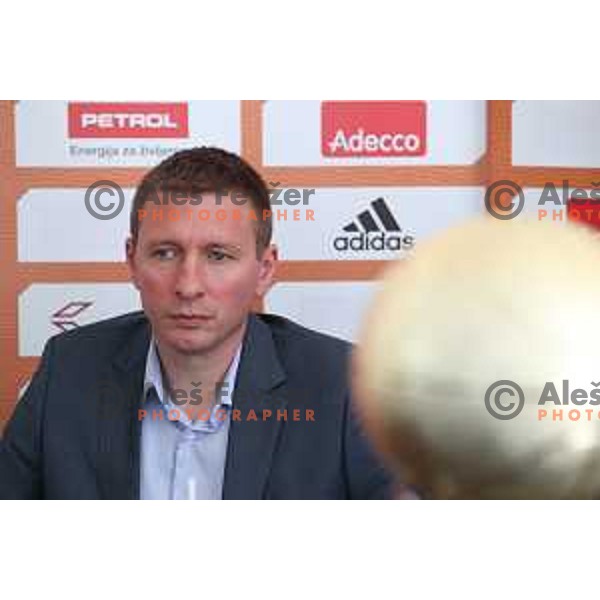 Simon Petrov at press conference before semi-final of Nova KBM league in Ljubljana, Slovenia on May 8, 2018