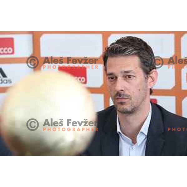 Jurica Golemac at press conference before semi-final of Nova KBM league in Ljubljana, Slovenia on May 8, 2018
