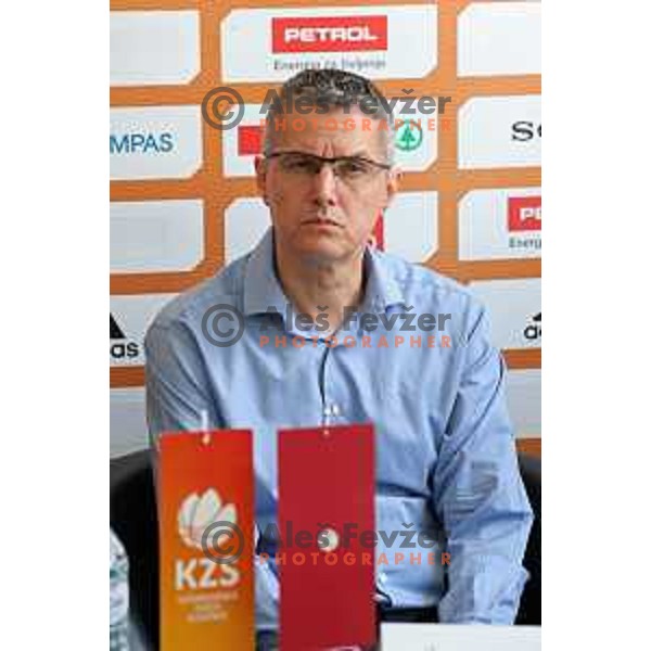 Zoran Martic at press conference before semi-final of Nova KBM league in Ljubljana, Slovenia on May 8, 2018