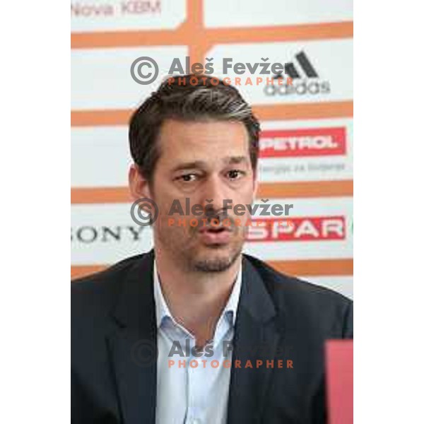 Jurica Golemac at press conference before semi-final of Nova KBM league in Ljubljana, Slovenia on May 8, 2018